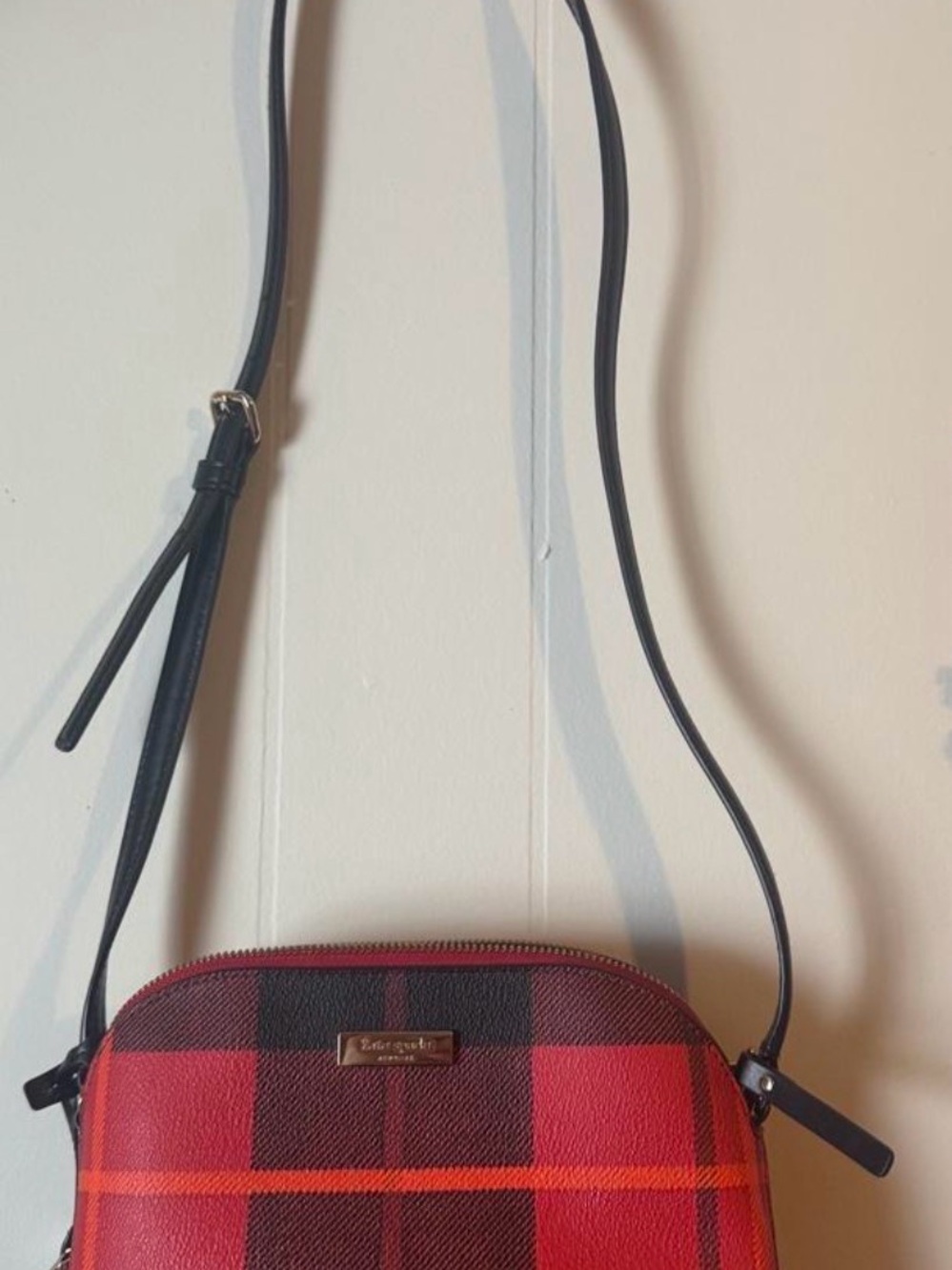 kate spade Red and Black Plaid Crossbody Bag